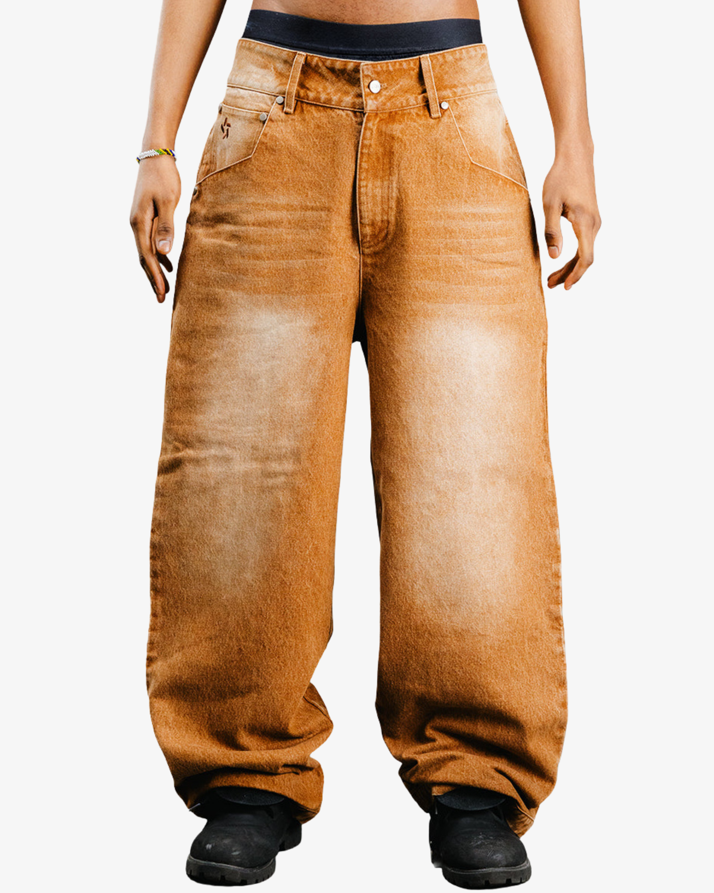 BROWN WASHED DENIM.
