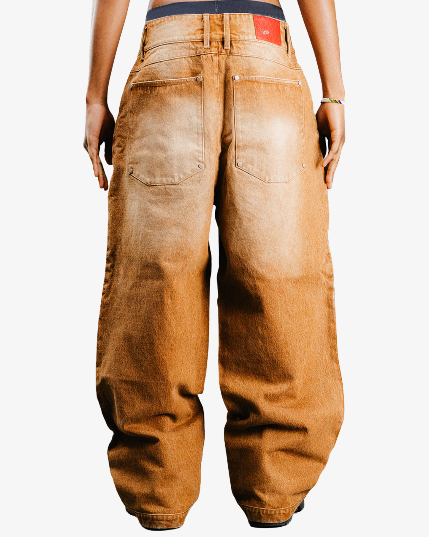 BROWN WASHED DENIM.