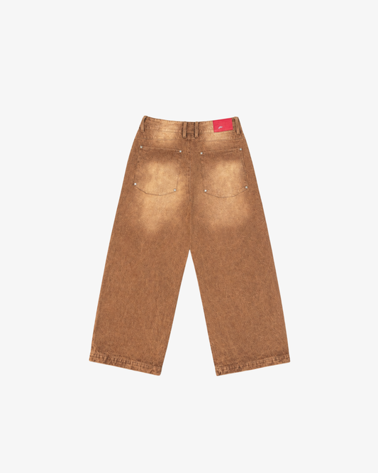 BROWN WASHED DENIM.